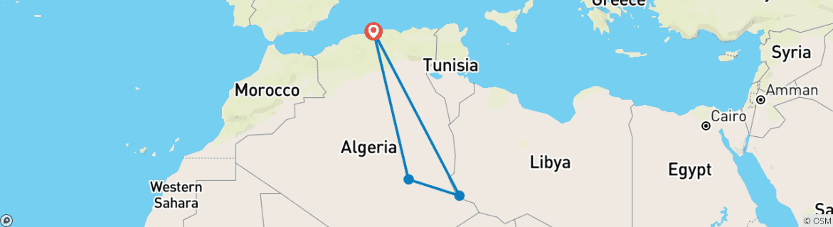Image d'une carte montrant l'itinéraire du circuit