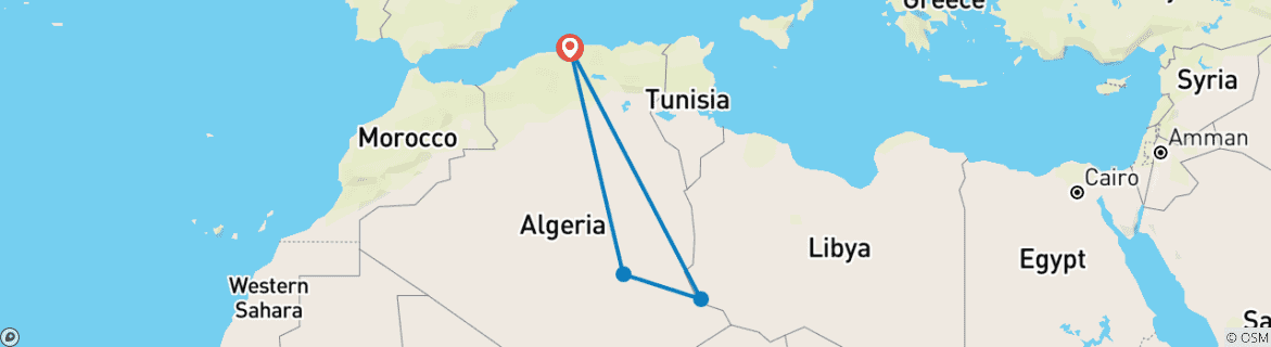 Karte mit der Reiseroute