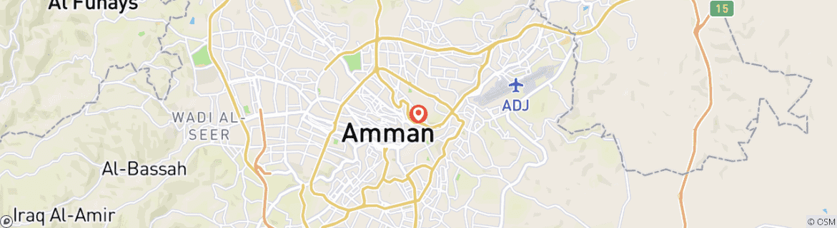 Carte du circuit Circuit privé à Amman : Pétra, Camp de Wadi Rum et Mer Morte - 2 jours d'aventure
