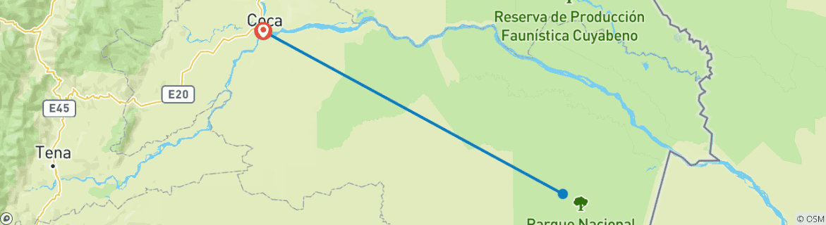 Image d'une carte montrant l'itinéraire du circuit