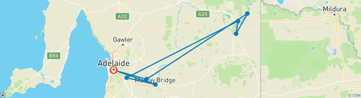 Image d'une carte montrant l'itinéraire du circuit