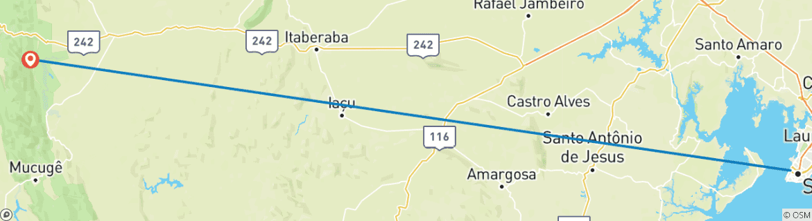Carte du circuit Salvador et Chapada Diamantina Eco Adventure (8 jours)
