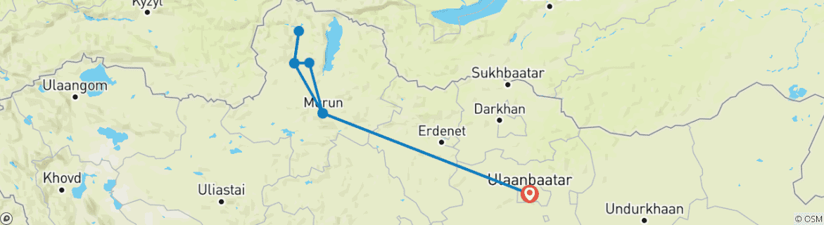 Image d'une carte montrant l'itinéraire du circuit