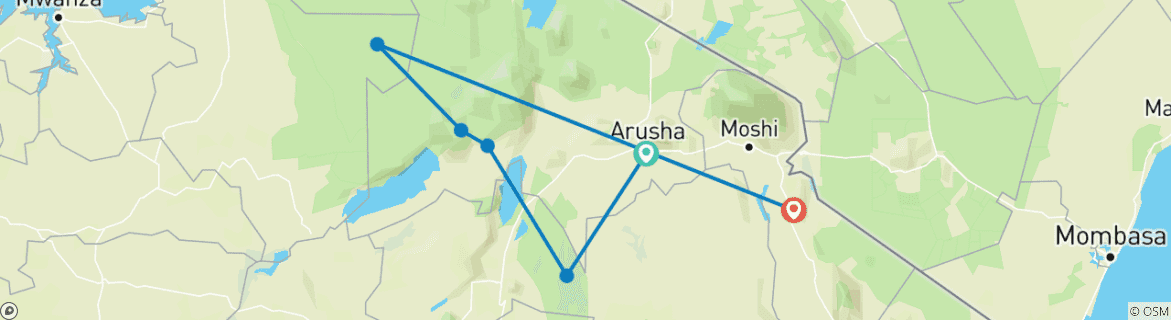 Image d'une carte montrant l'itinéraire du circuit