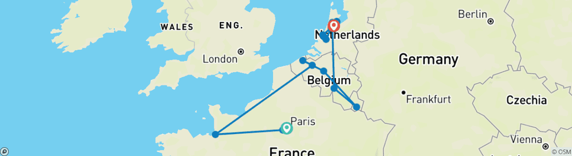 Image d'une carte montrant l'itinéraire du circuit