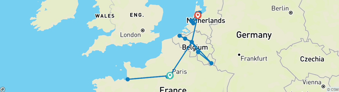 Image d'une carte montrant l'itinéraire du circuit