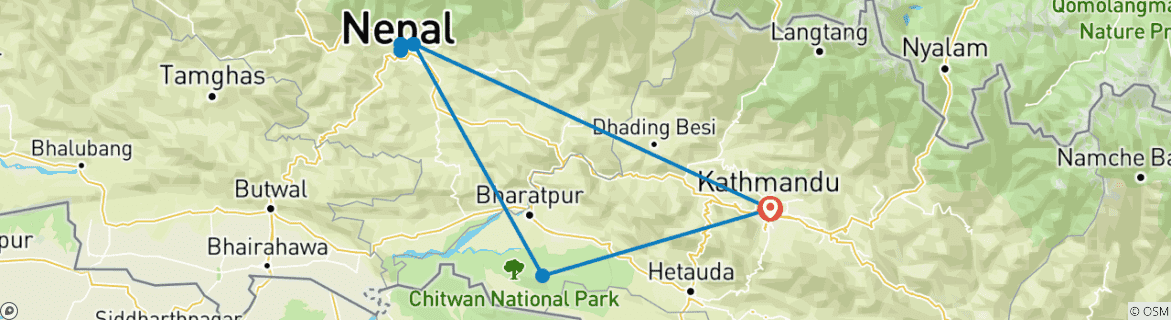 Image d'une carte montrant l'itinéraire du circuit