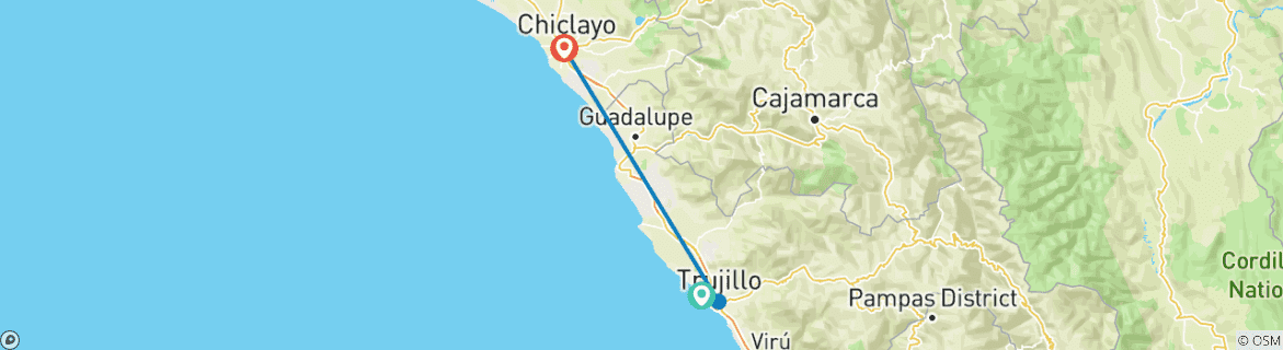 Image d'une carte montrant l'itinéraire du circuit