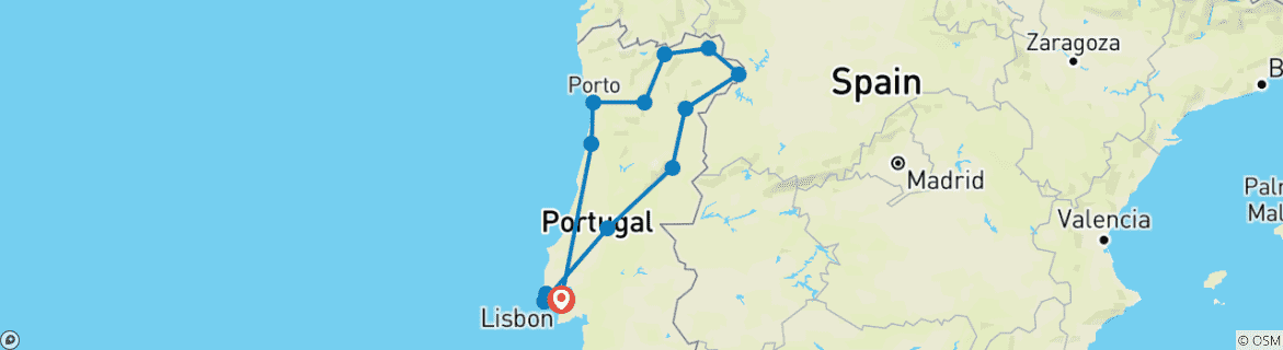 Image d'une carte montrant l'itinéraire du circuit