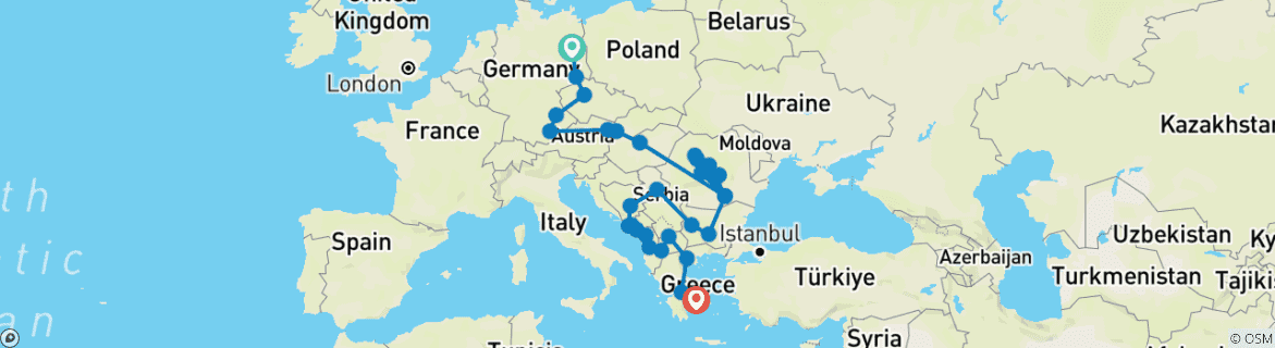 Image d'une carte montrant l'itinéraire du circuit