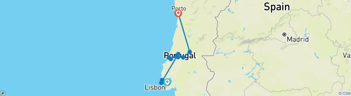 Image d'une carte montrant l'itinéraire du circuit