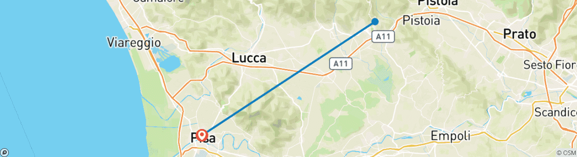 Image d'une carte montrant l'itinéraire du circuit