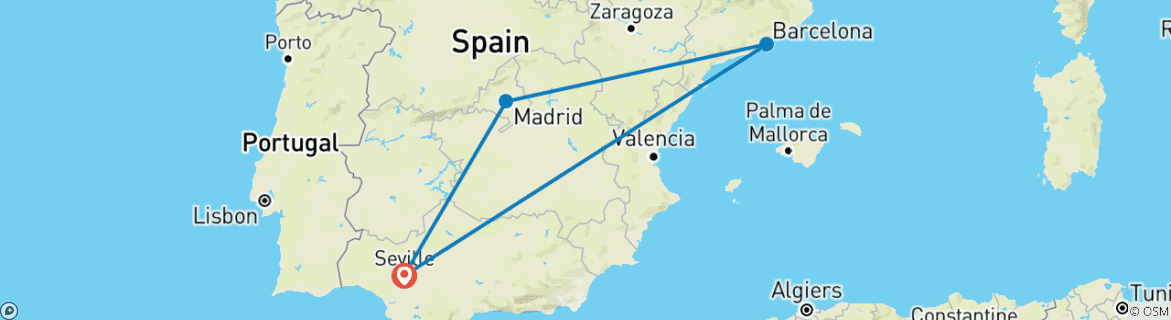 Image d'une carte montrant l'itinéraire du circuit