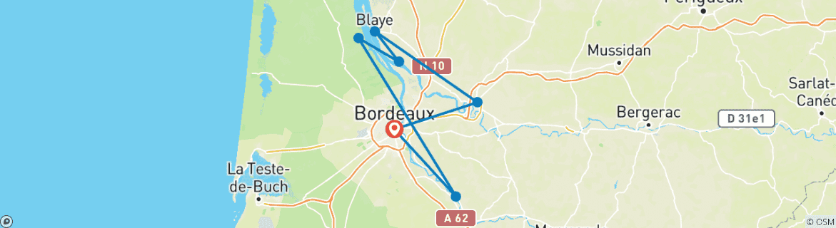 Image d'une carte montrant l'itinéraire du circuit