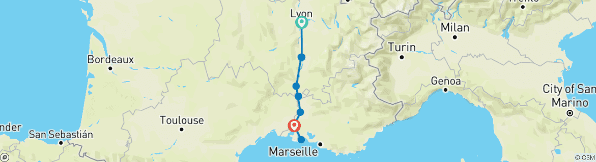 Image d'une carte montrant l'itinéraire du circuit