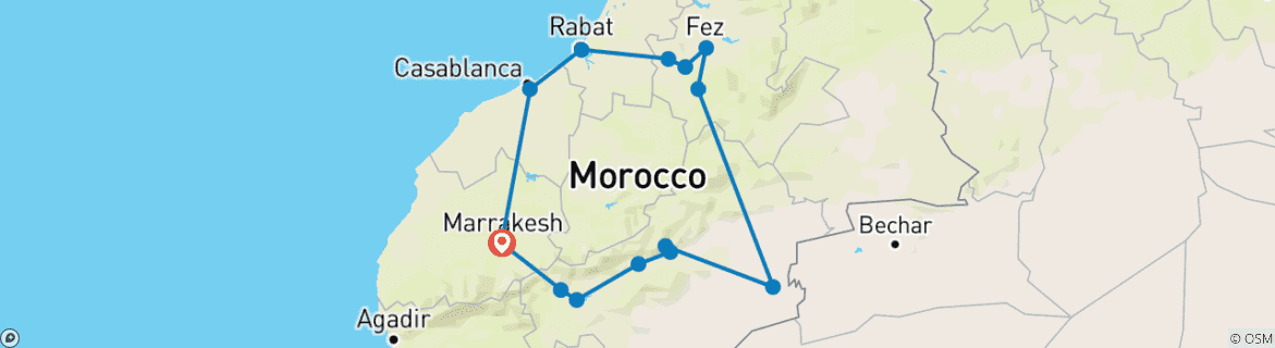 Image d'une carte montrant l'itinéraire du circuit