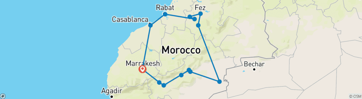Image d'une carte montrant l'itinéraire du circuit