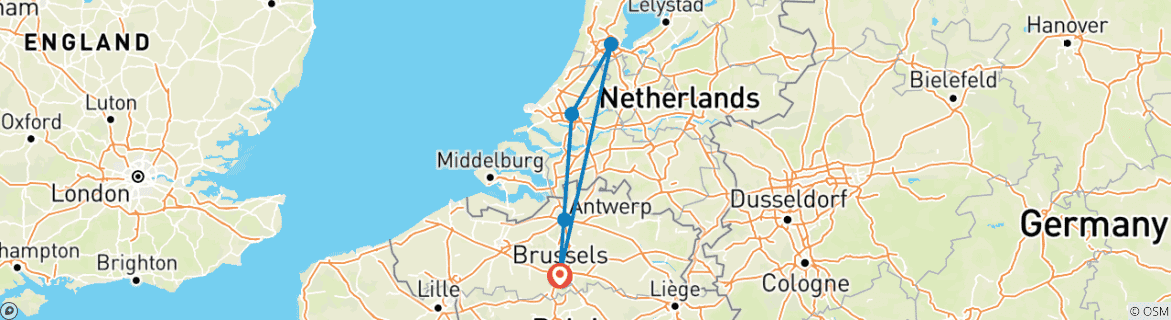 Image d'une carte montrant l'itinéraire du circuit