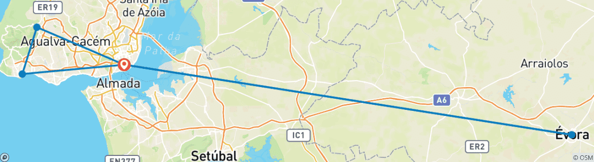 Image d'une carte montrant l'itinéraire du circuit