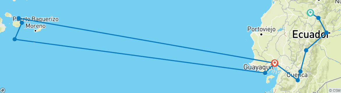 Image d'une carte montrant l'itinéraire du circuit