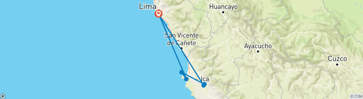 Image d'une carte montrant l'itinéraire du circuit