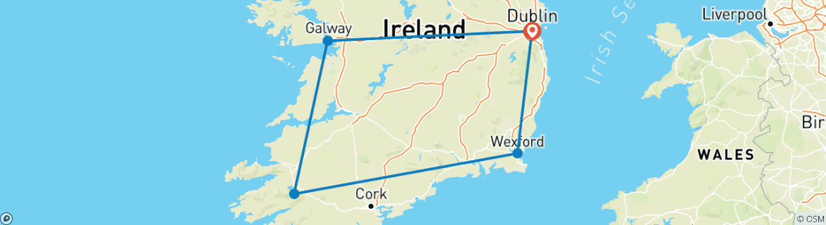 Image d'une carte montrant l'itinéraire du circuit
