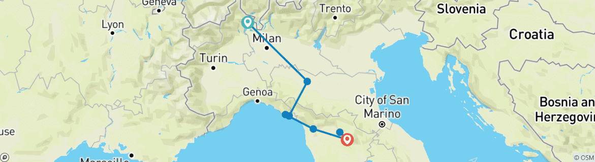 Image d'une carte montrant l'itinéraire du circuit