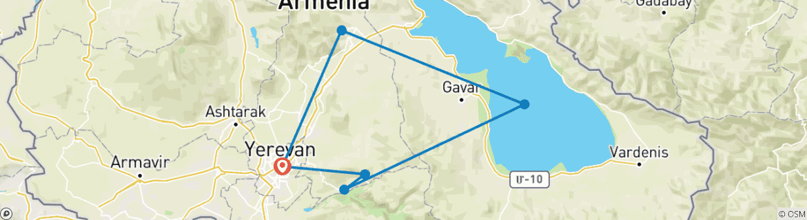 Image d'une carte montrant l'itinéraire du circuit