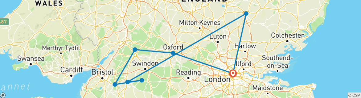 Image d'une carte montrant l'itinéraire du circuit