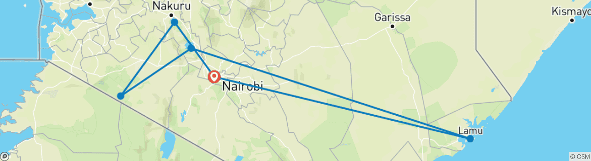 Image d'une carte montrant l'itinéraire du circuit