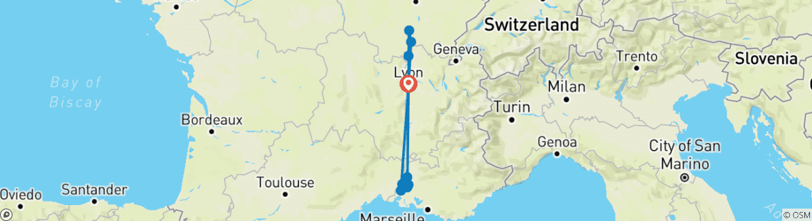 Image d'une carte montrant l'itinéraire du circuit