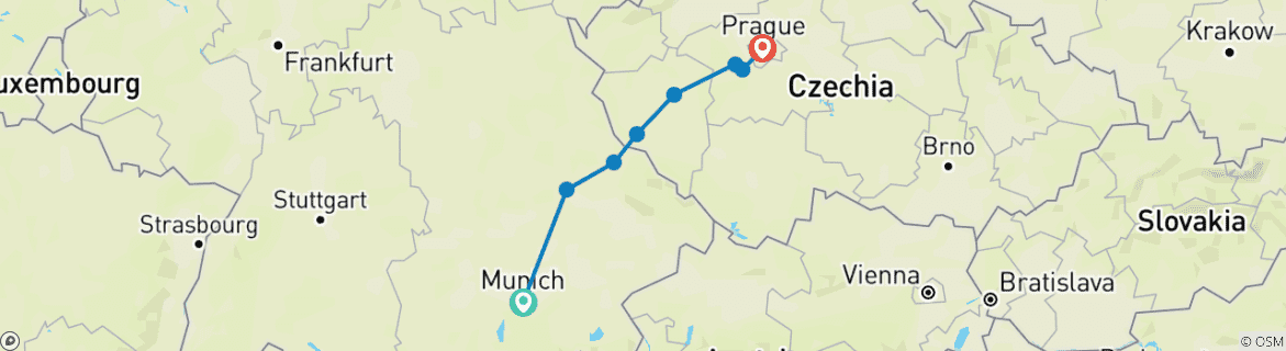 Karte mit der Reiseroute