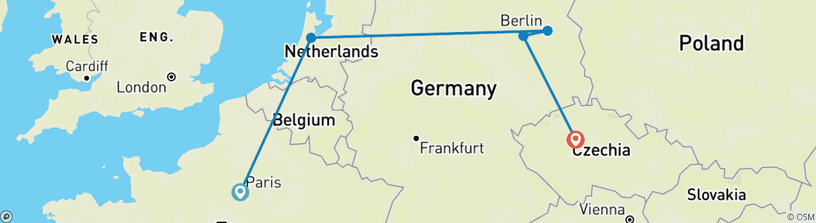 Image d'une carte montrant l'itinéraire du circuit