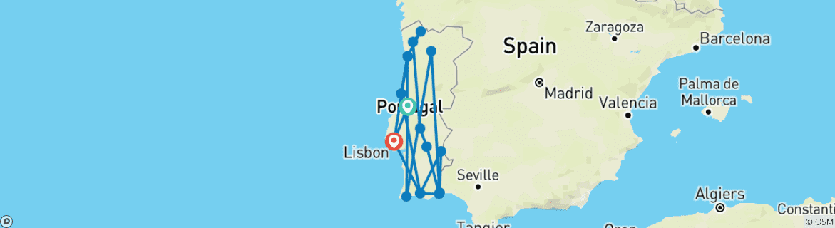 Image d'une carte montrant l'itinéraire du circuit