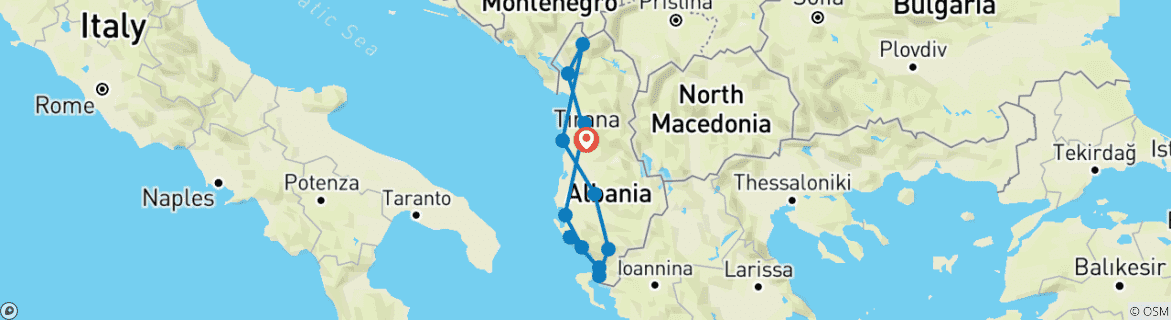 Image d'une carte montrant l'itinéraire du circuit