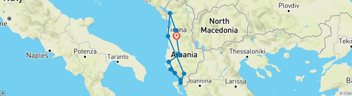 Image d'une carte montrant l'itinéraire du circuit