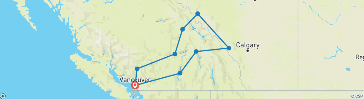 Image d'une carte montrant l'itinéraire du circuit