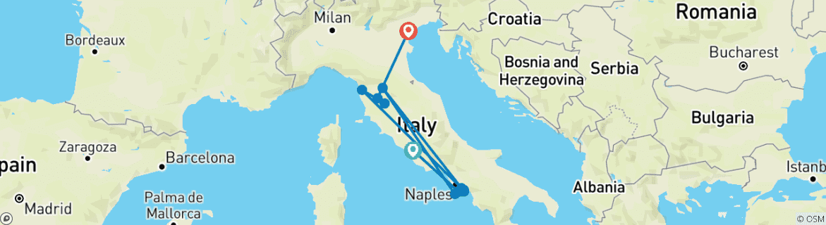 Image d'une carte montrant l'itinéraire du circuit