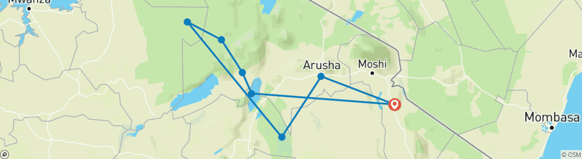 Karte mit der Reiseroute