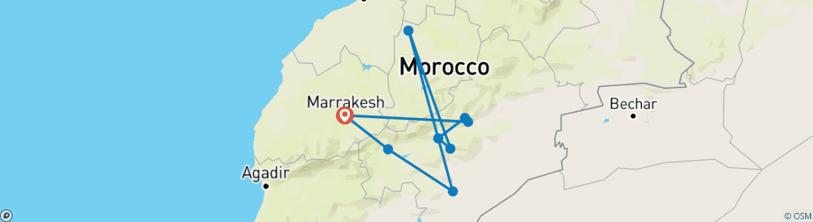 Image d'une carte montrant l'itinéraire du circuit
