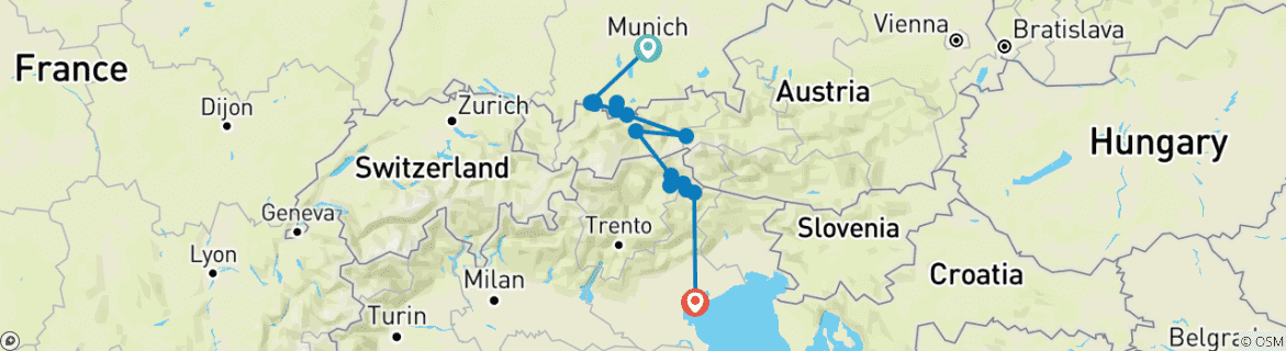 Image d'une carte montrant l'itinéraire du circuit