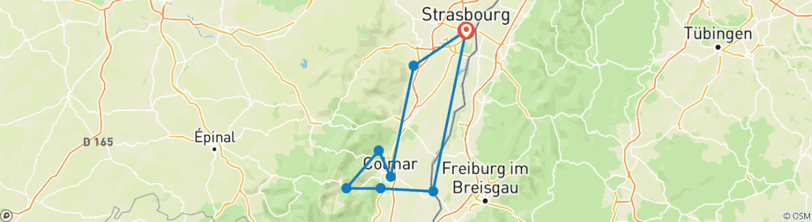Image d'une carte montrant l'itinéraire du circuit