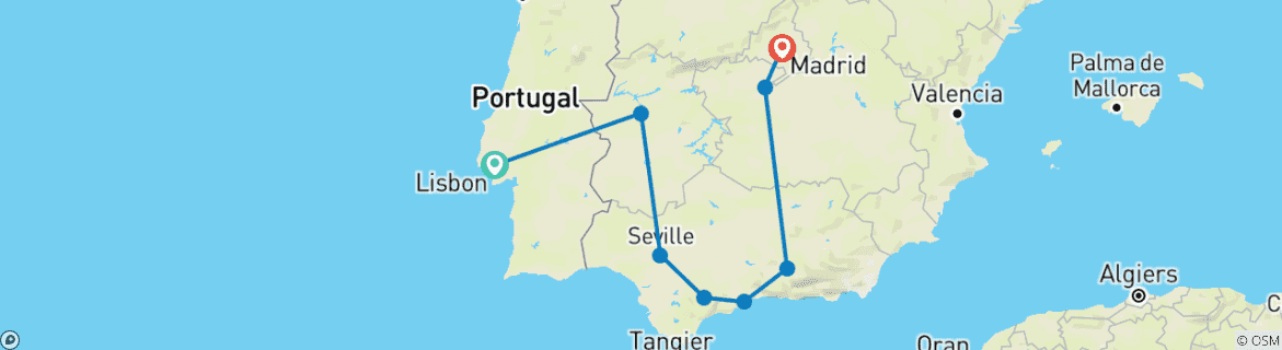 Image d'une carte montrant l'itinéraire du circuit