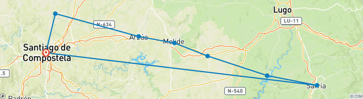 Image d'une carte montrant l'itinéraire du circuit