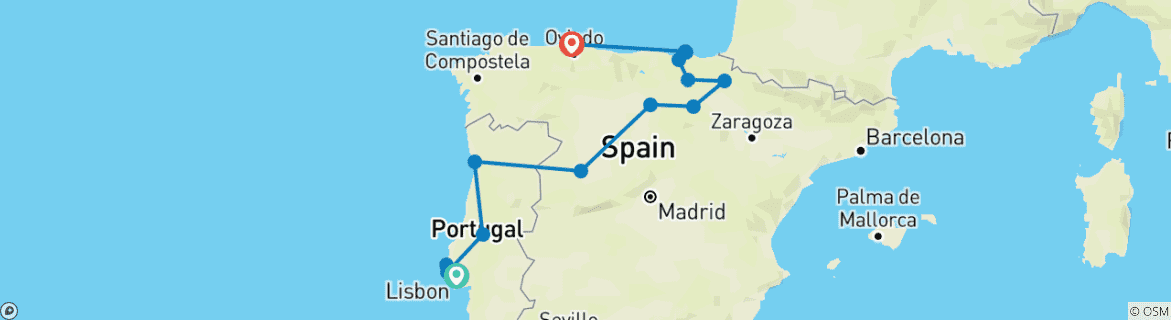 Image d'une carte montrant l'itinéraire du circuit