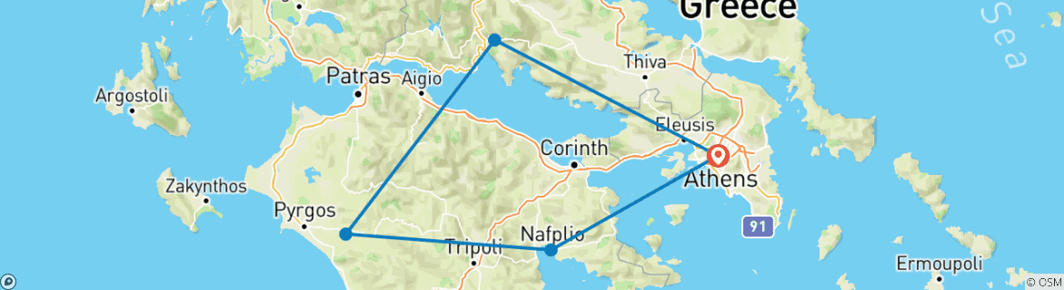 Image d'une carte montrant l'itinéraire du circuit