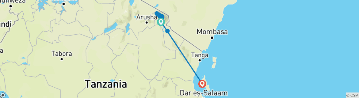 Carte du circuit Trekking au Kilimandjaro et plage à Zanzibar