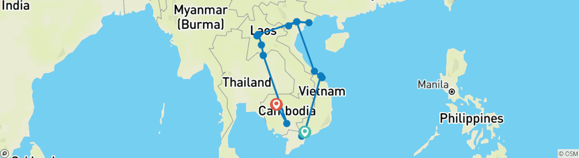 Image d'une carte montrant l'itinéraire du circuit