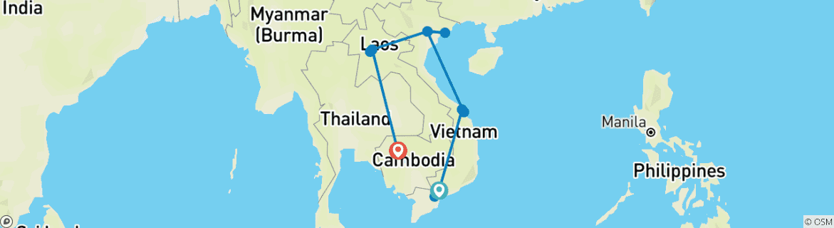 Image d'une carte montrant l'itinéraire du circuit