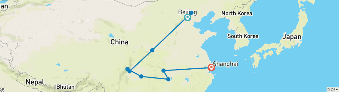 Image d'une carte montrant l'itinéraire du circuit